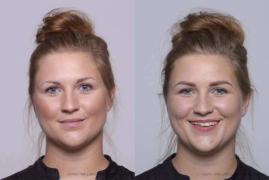 Permanent Make-up Augenbrauen, Vorher-Nachher